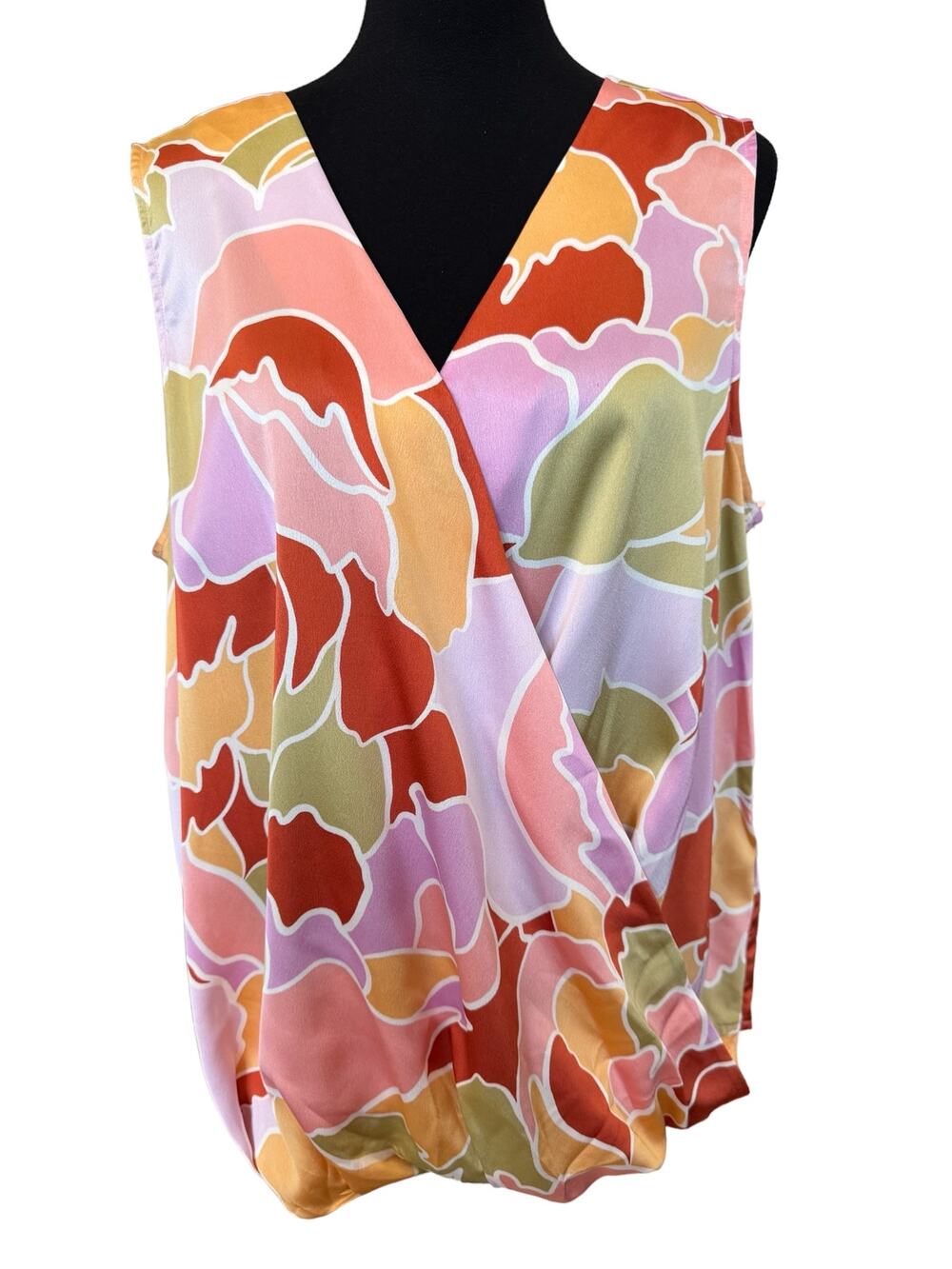 New ~ HALOGEN ~  Canyon Sunset Pattern Surplice Sleeveless Top Plus Size 2X